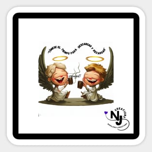 angel drinking coffee Sticker